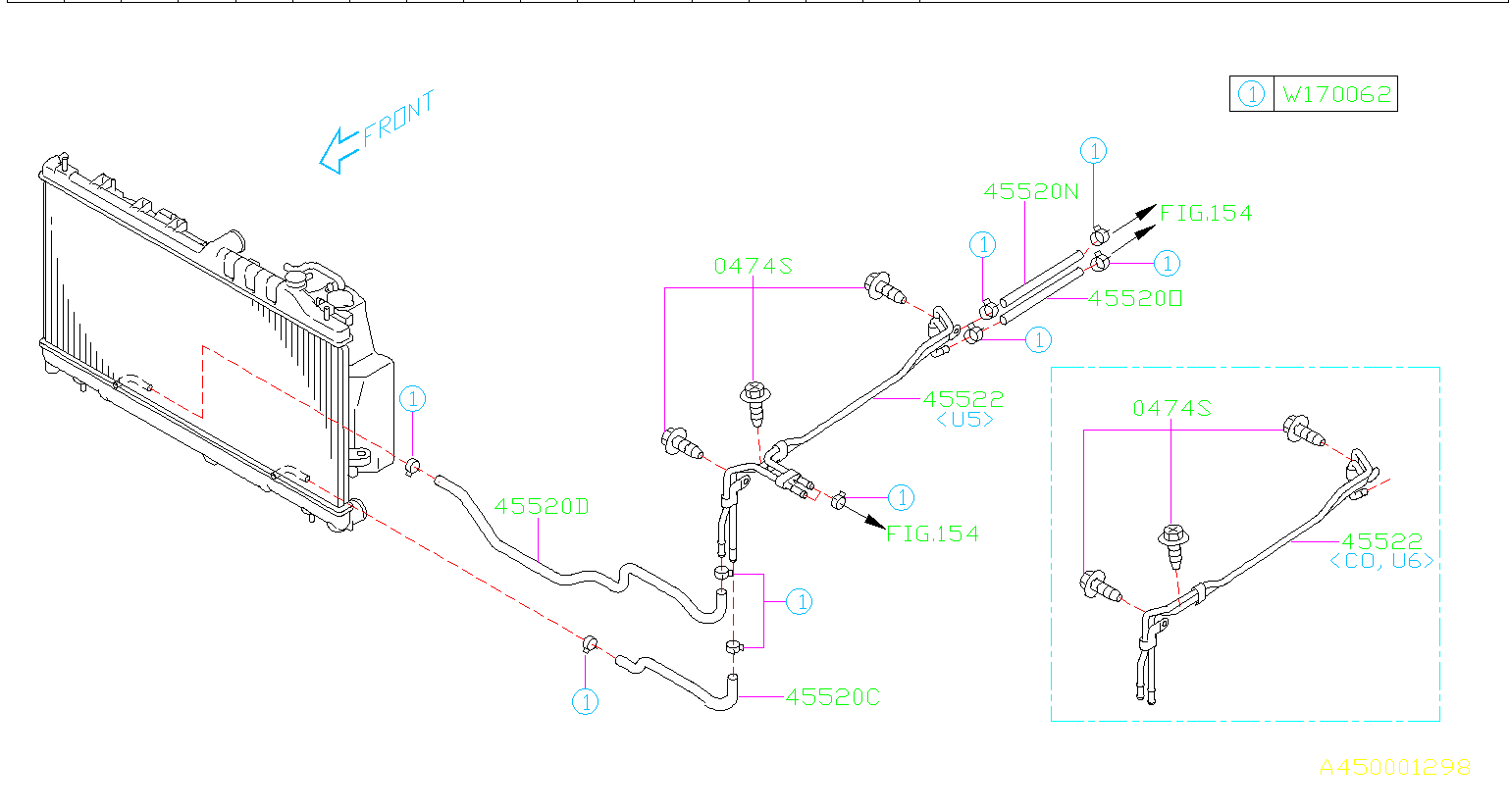 Subaru Outback Automatic Transmission Oil Cooler Hose. Hose ATF