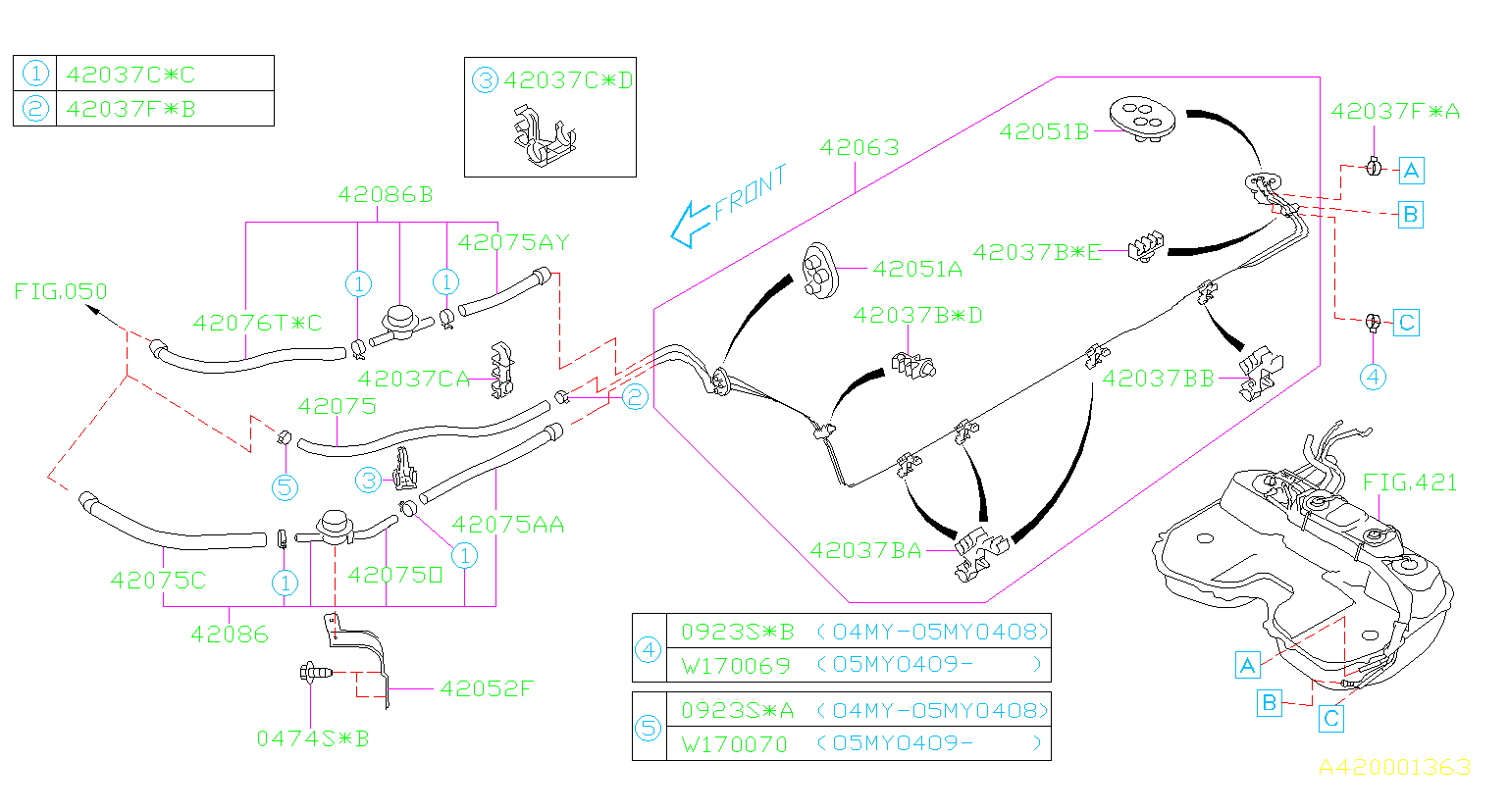 Subaru WRX Fuel Line. Pipe Center - 42063FE000 | Heuberger Subaru