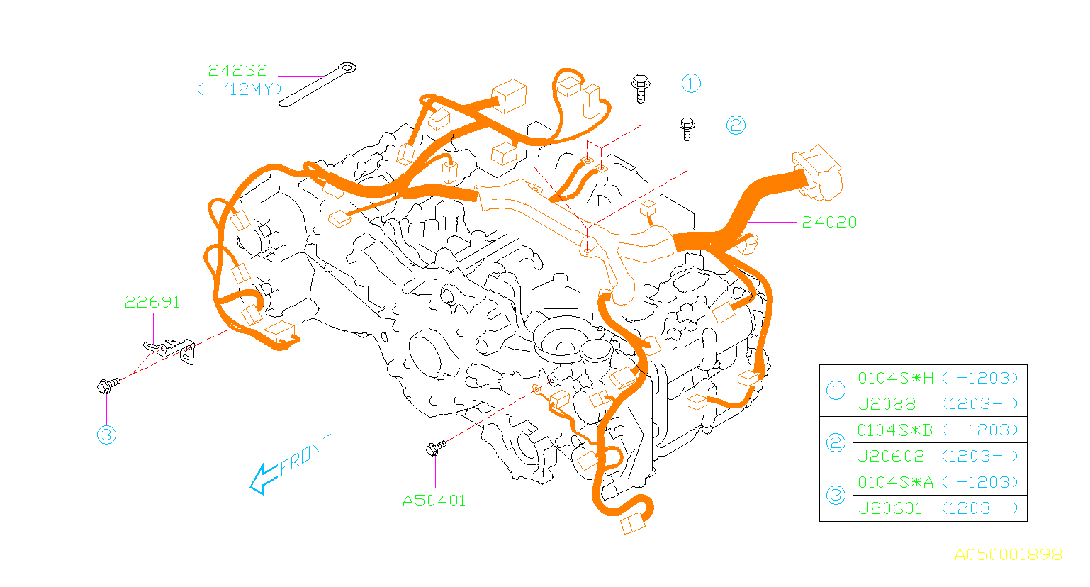 Subaru Forester Engine Wiring Harness. Wiring harness used for the