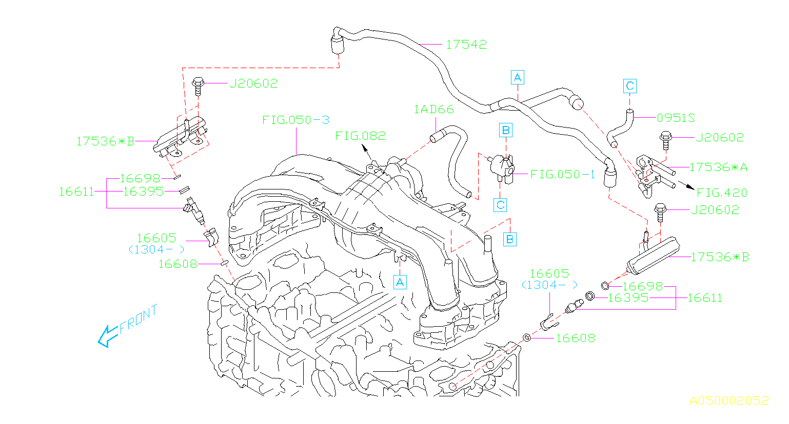 Subaru Forester Fuel Injector O-Ring. MANIFOLD, INTAKE, PIPE, Engine