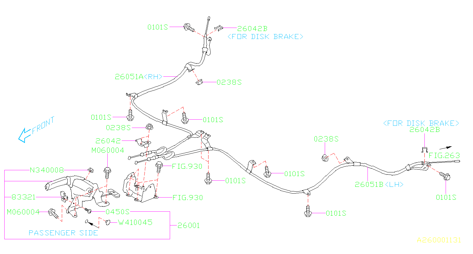 Subaru Forester Parking Brake Cable (Right) - 26051SG000 | Heuberger